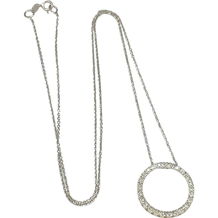 Diamond Circle Pendant .40 Carat tw on Cable Chain Necklace 14K White Gold