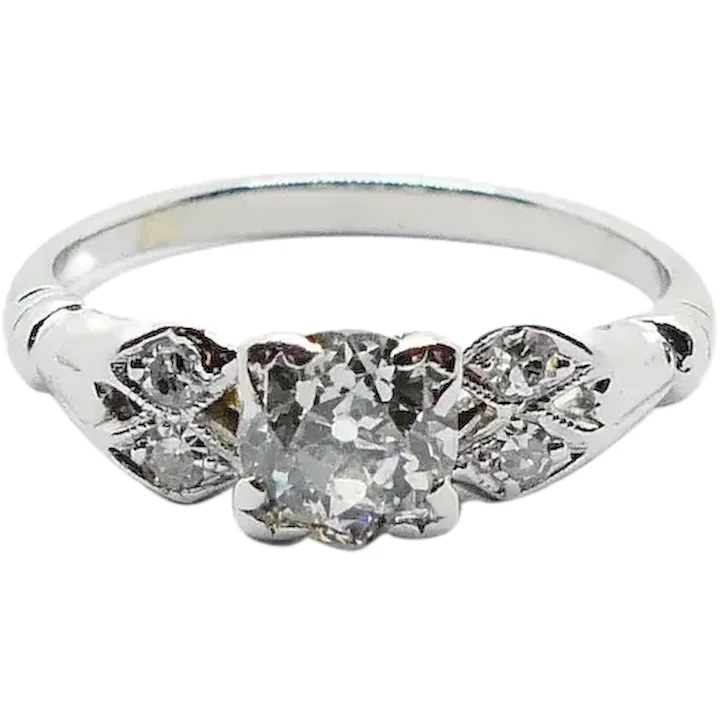 Art Deco .65ctw Diamond Engagement Ring Platinum