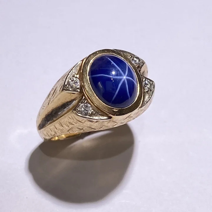 Vintage Star Sapphire & Diamond Ring 14k bicolor gold 1950's - 66mint Fine  Estate Jewelry