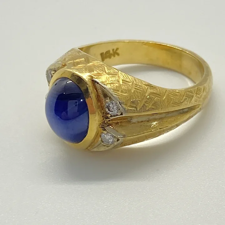 Retro Florentine 14k White Gold Star Sapphire Gypsy Ring – A. Brandt + Son