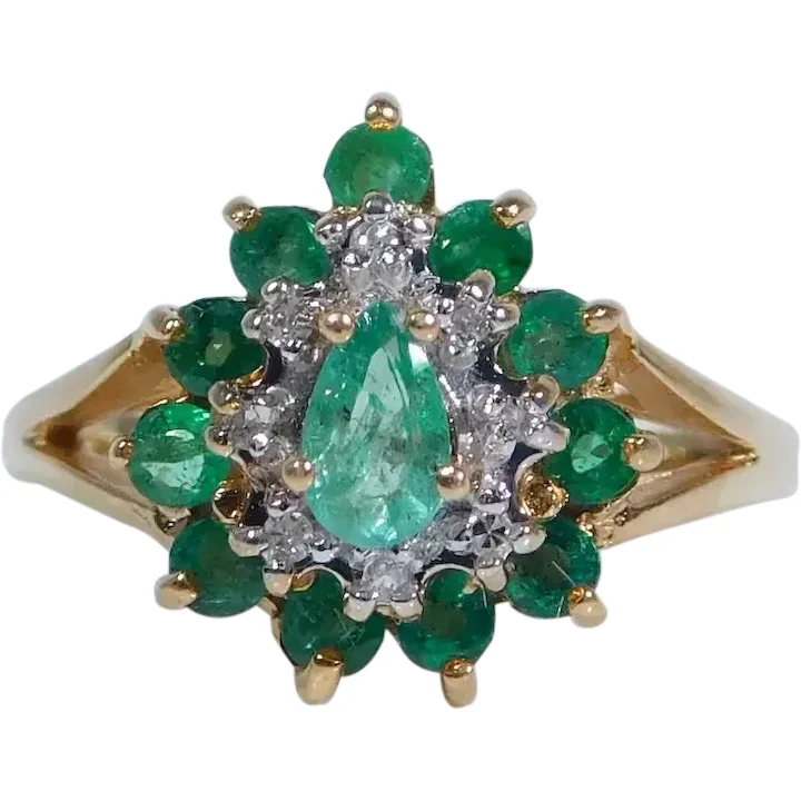 .80ctw Emerald Double Halo Ring Two Tone Gold