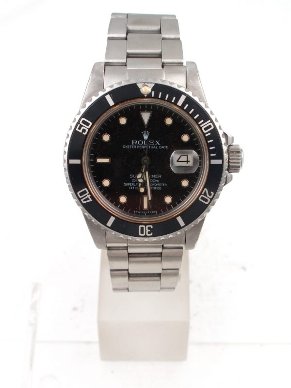 Pre-Owned 1984 Rolex Submariner 40MM Watch With Black Index Dial And Black Bezel With Oyster Band Model# 16800 front view