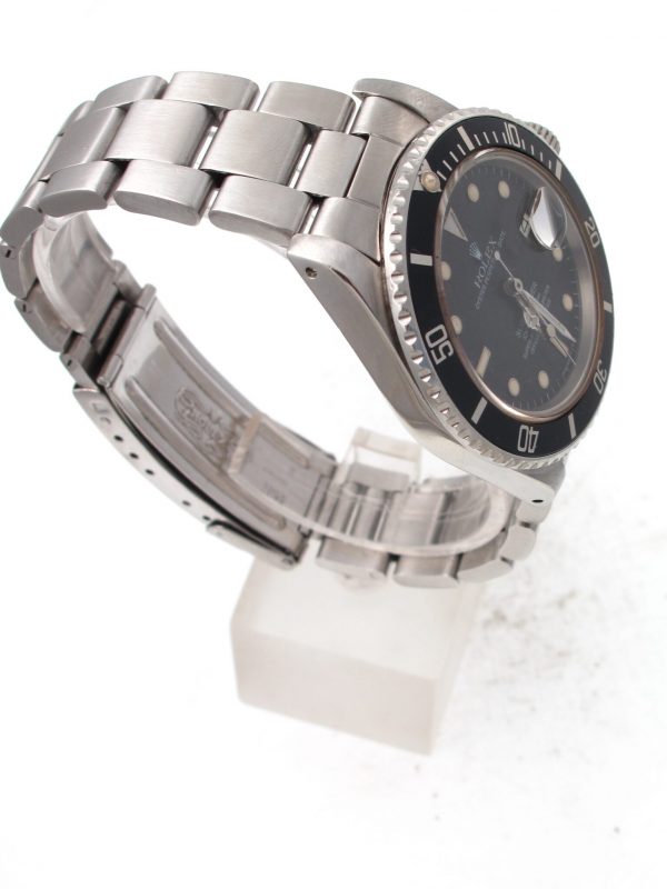 Pre-Owned 1984 Rolex Submariner 40MM Watch With Black Index Dial And Black Bezel With Oyster Band Model# 16800 left view