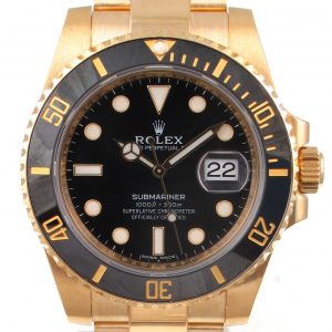 Pre-Owned Rolex Submariner 40MM 2018 18kt Yellow Gold Watch With Black Dial And Black Ceramic Bezel With Oyster Band Model# 116618LN face view
