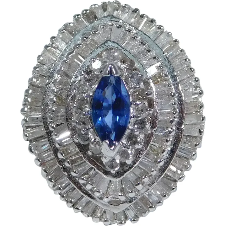 1.85ctw Diamond & Sapphire Cocktail Ring Two Tone 14K