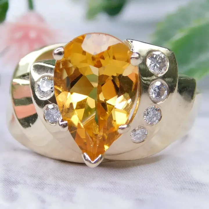 3.13ctw Citrine Ring with Diamond accents