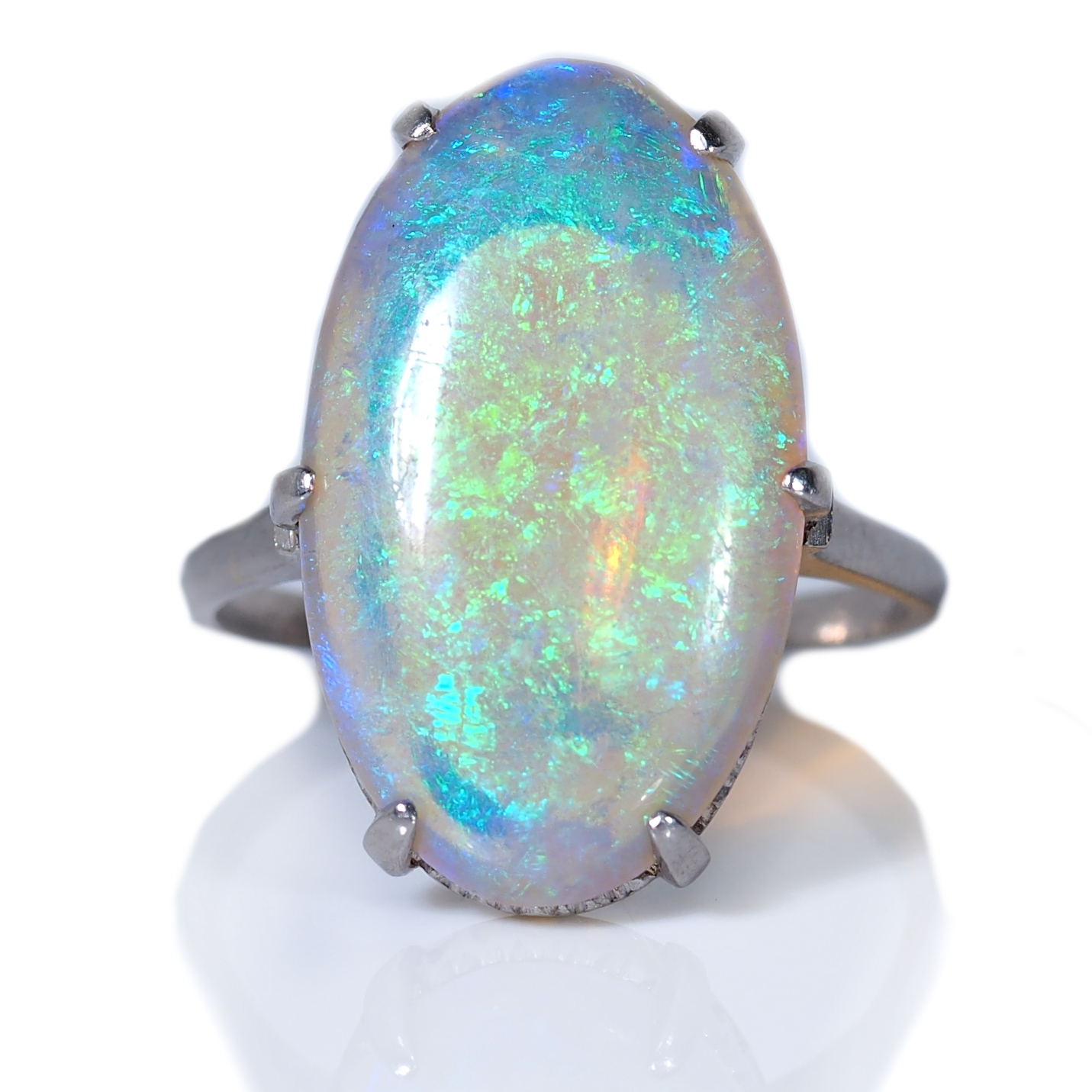 Natural Australian White Opal Platinum Ring – Forever Jewellery Online