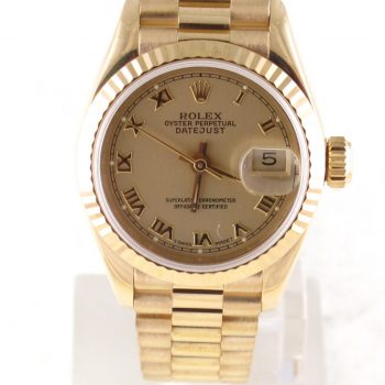Pre-owned Ladies Rolex Presidential 18kt yellow gold Datejust with champagne Roman Dial