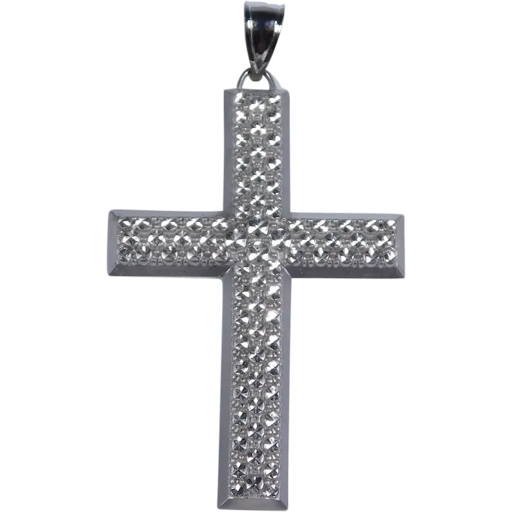 Religious Star Diamond Cut Cross Pendant 14K Gold