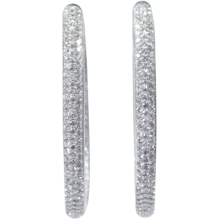 Sparkling .48ctw Diamond Inside-Out U Hoop Earrings 18K Gold