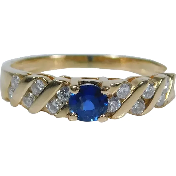 Stackable .50ctw Sapphire & Diamond Band 14K Yellow Gold