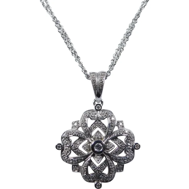 .59ctw Diamond Clover Pendant Necklace 14K