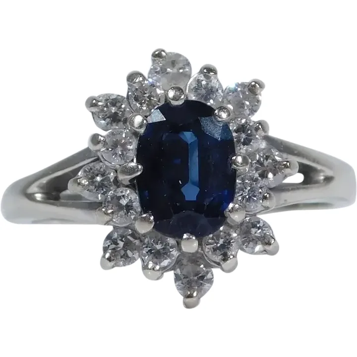 1.58ctw Sapphire Ring with Diamond Accents 14K