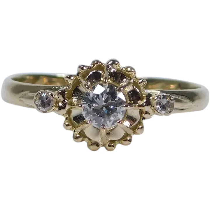 Edwardian Era .29ctw Diamond Engagement Ring 14K Yellow Gold