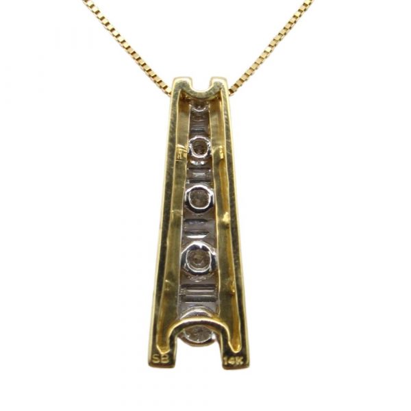 Tapered .41ctw Diamond Ladder Pendant Necklace 14K Gold back
