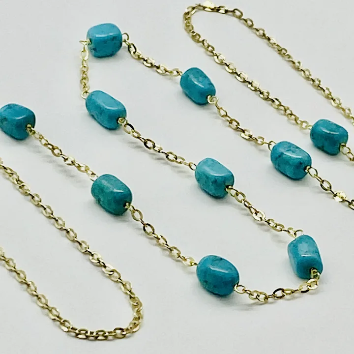 Turquoise 14k Yellow gold necklace