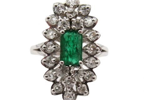 Victorian Era 1.72ctw Emerald Platinum Ring with Diamond Accents