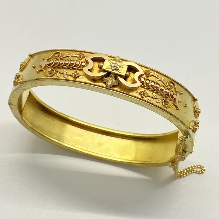 Dieci 10K Gold Diamond-Cut Circle Design Hinged Bangle Bracelet - 9898822 |  HSN