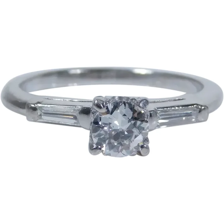 Vintage .55ctw Diamond Engagement Ring Platinum