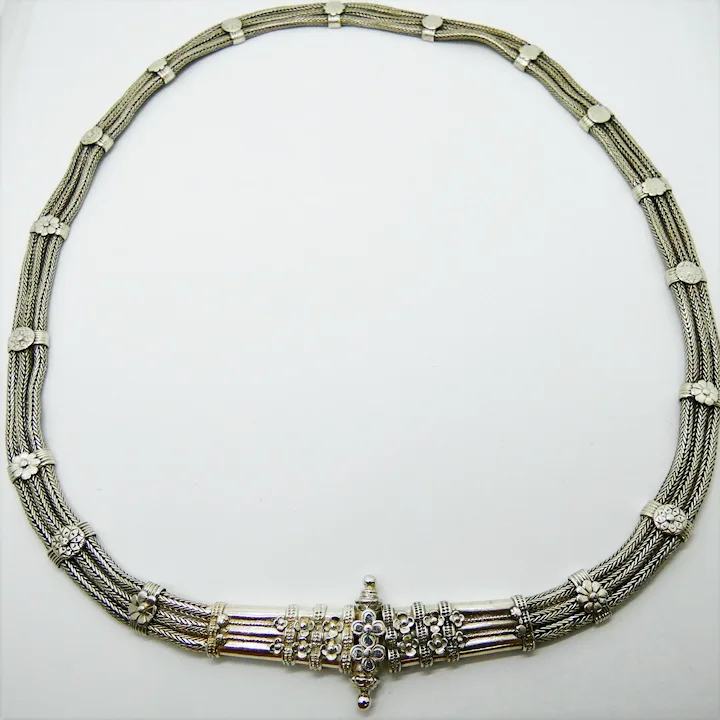 Vintage Sterling Silver Woven Chain Belt 32"