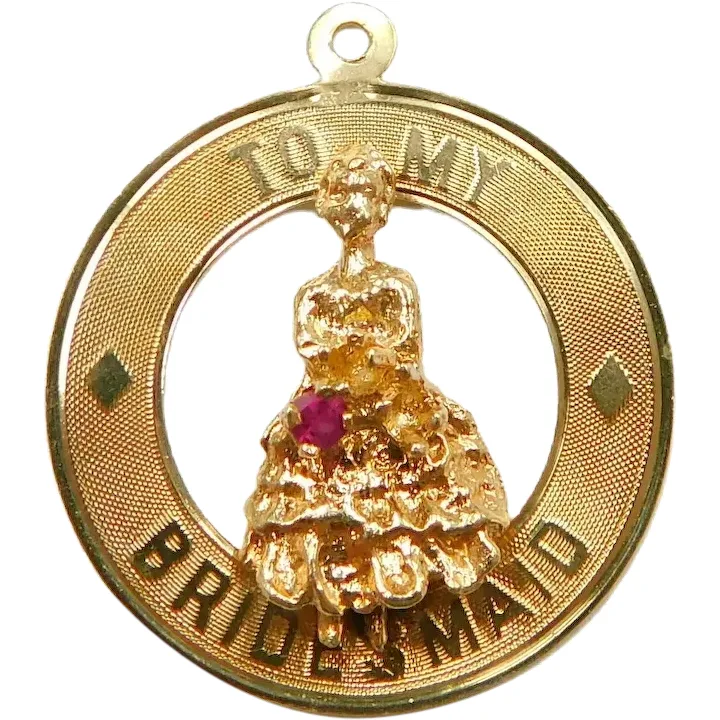 Vintage ‘To My Bridesmaid’ Charm 14K Yellow Gold