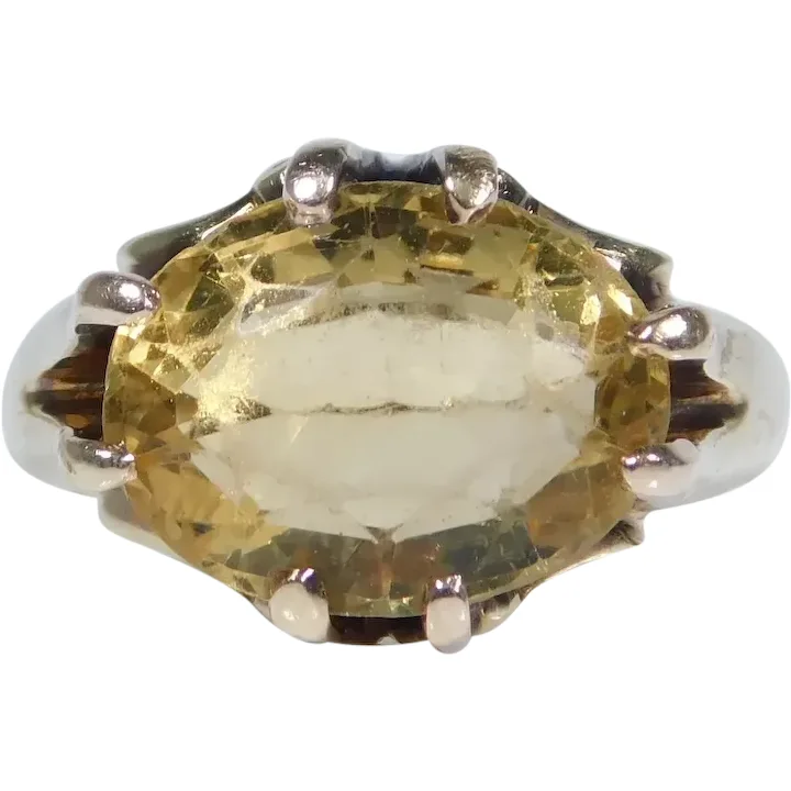 4.40ct Citrine Solitaire Ring 14K Yellow Gold