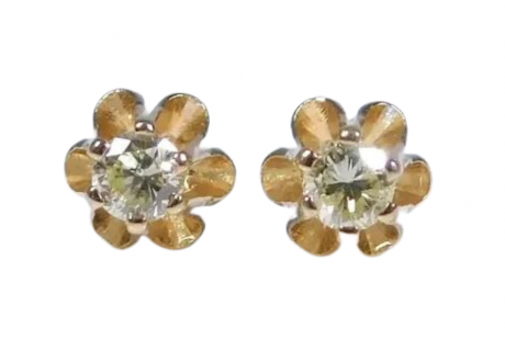 childs 14ct diamond buttercup flower stud earrings
