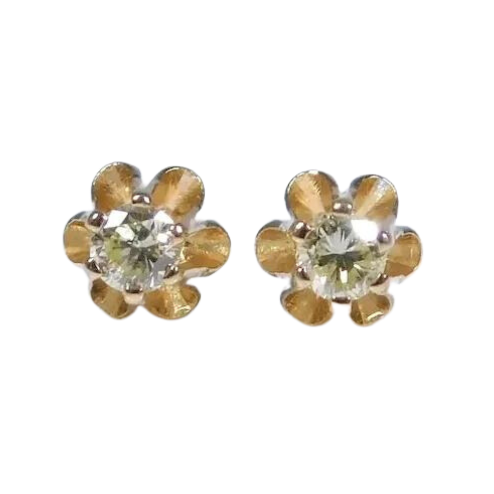 Child’s .14ctw Diamond Buttercup Stud Earrings in 14K Gold