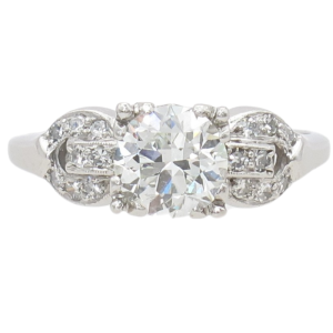 1.26ctw Diamond Art Deco Engagement Ring Platinum worn (2)