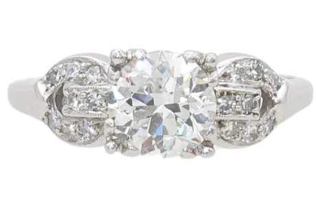 1.26ctw Diamond Art Deco Engagement Ring Platinum worn (2)