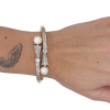 1.54ctw Diamond & Pearl Bypass Retro Bangle 14K White & Yellow Gold Worn