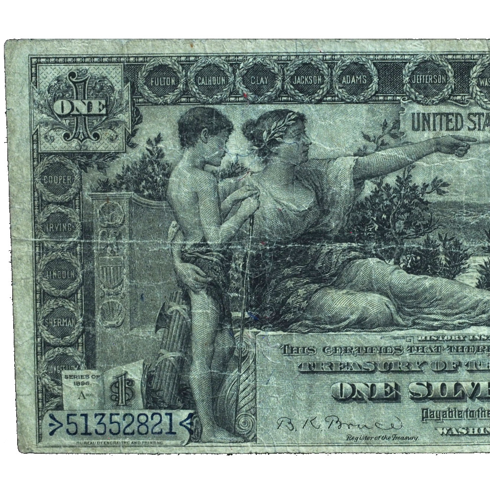 1896 $1 Educational Silver Certificate Fine