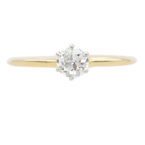 .33ct Old European Solitaire Diamond Vintage Engagement Ring 14K front