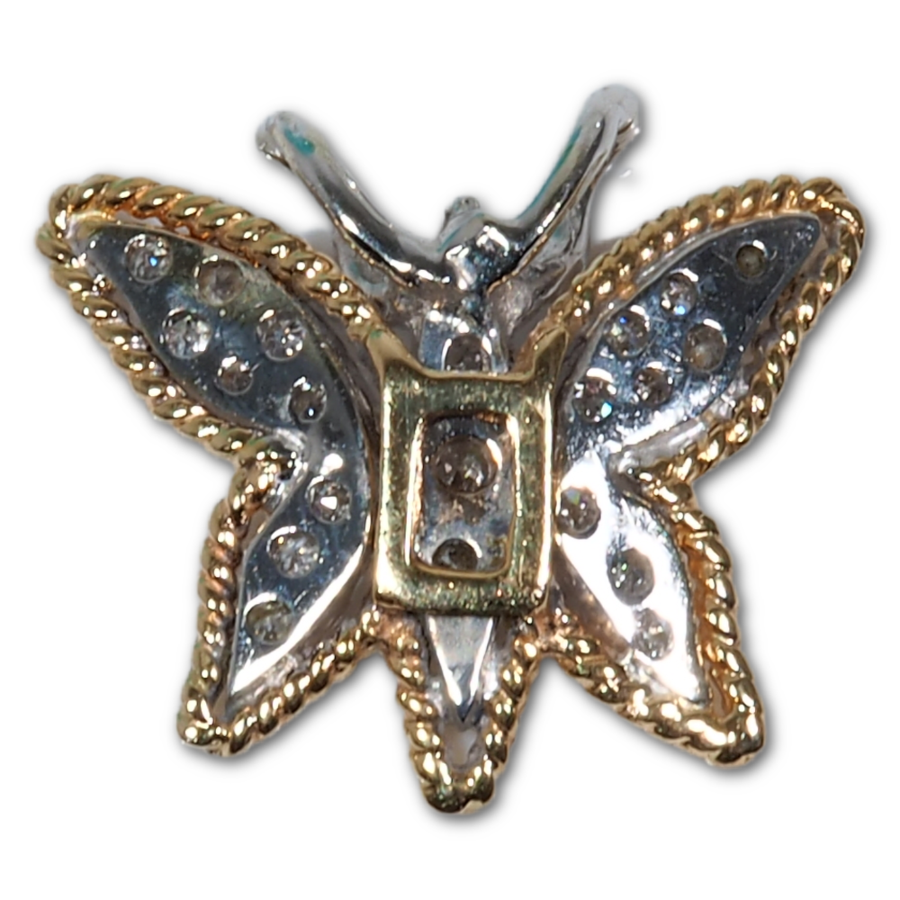 Diamond Butterfly Brooch/ Pendant 14K White Gold