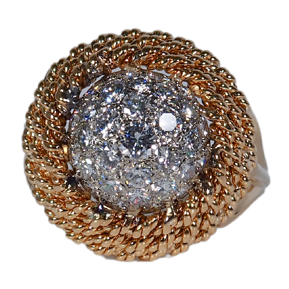 1.01 ctw Diamond Dome Ring with Rope Accents