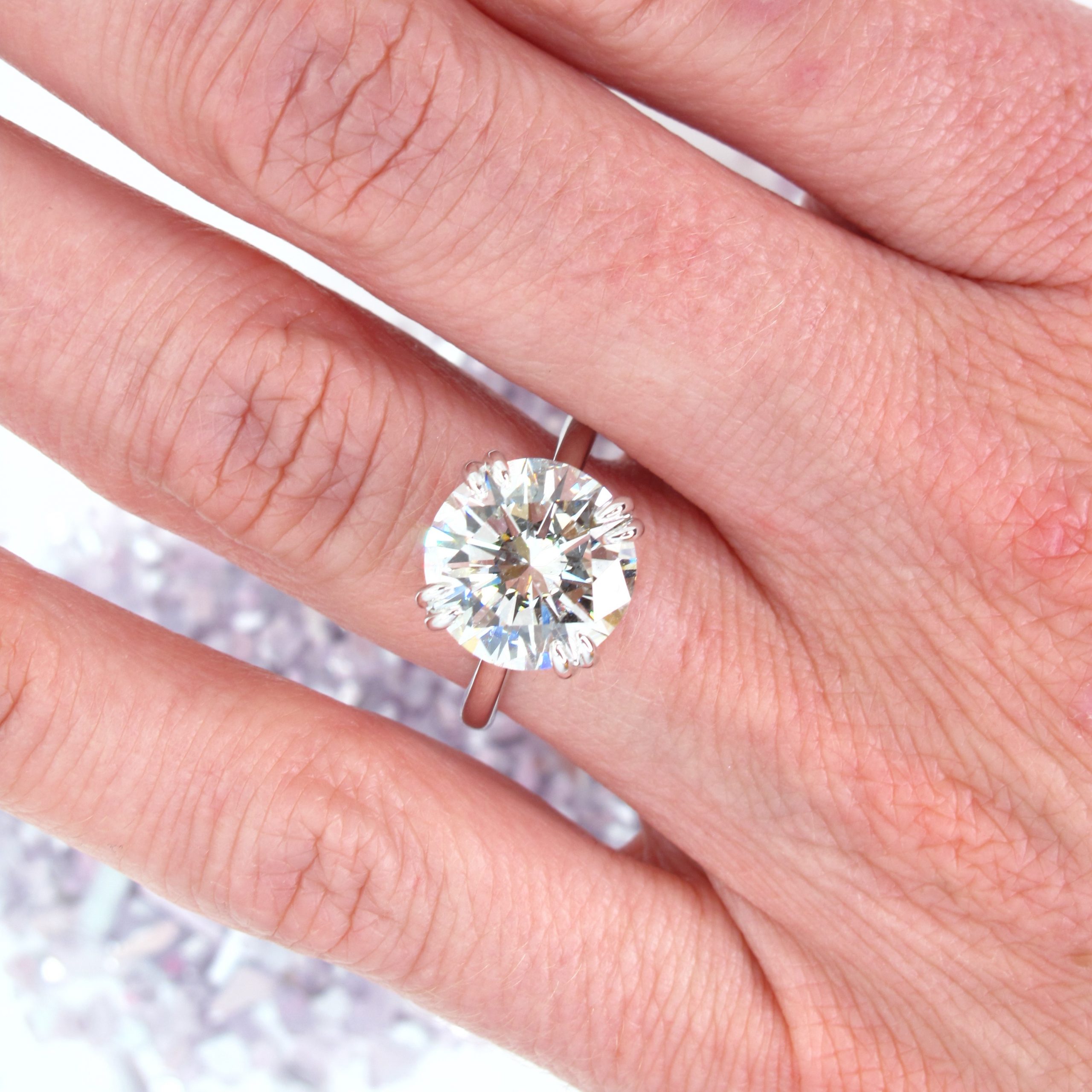1.90 carat Round Diamond 6-Pave Prong Engagement Ring | Lauren B Jewelry