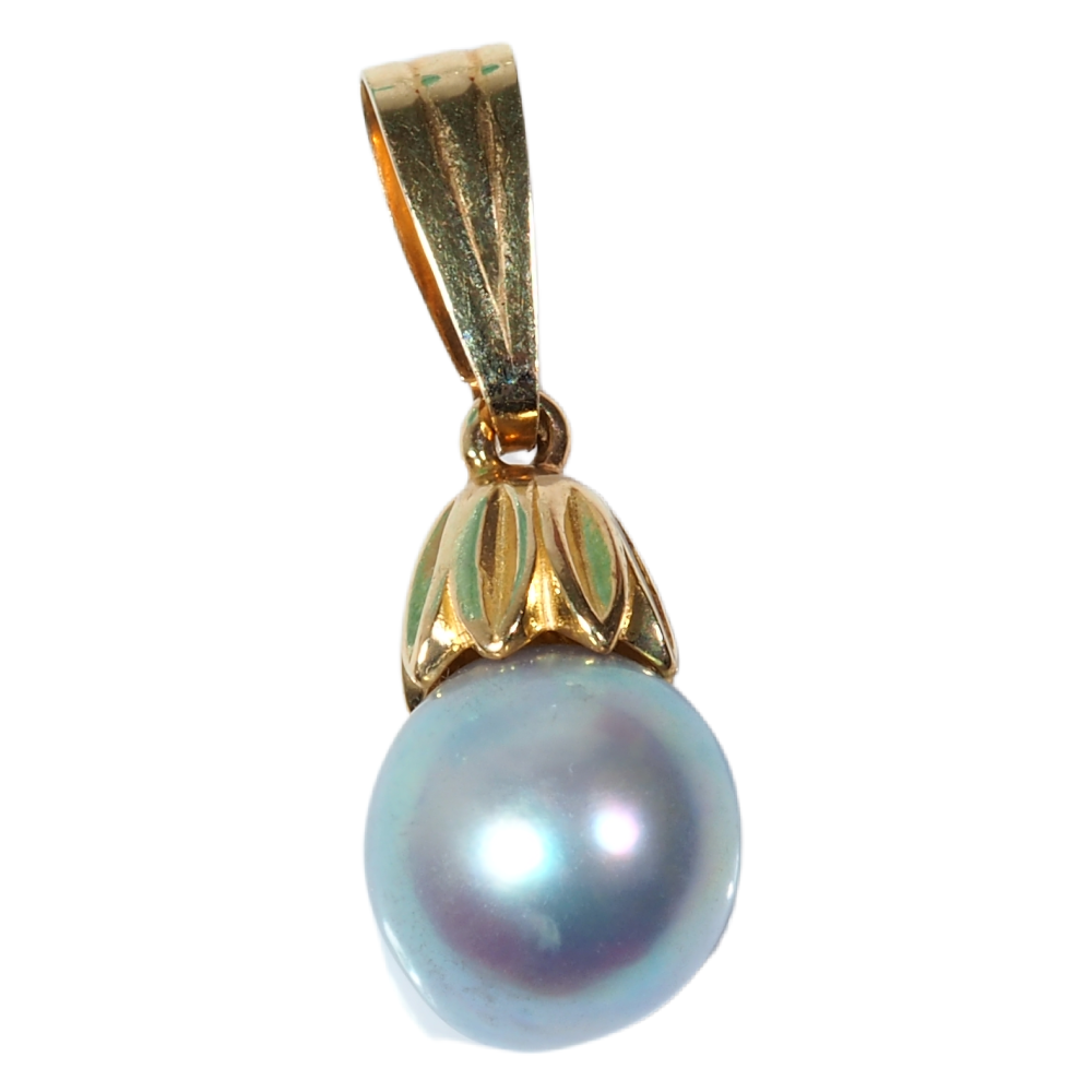 10mm Fresh Water Pearl Pendant in 14K Yellow Gold