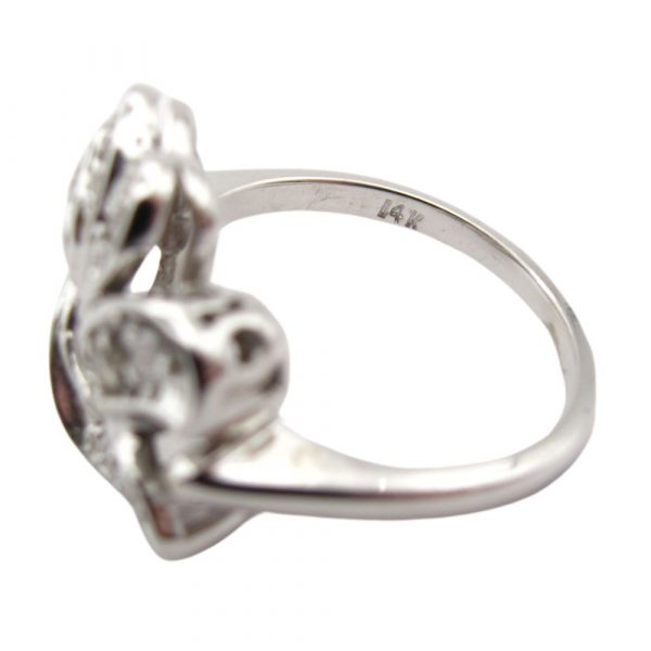 Retro .24 ctw Diamond Ring in 14K White Gold hallmark
