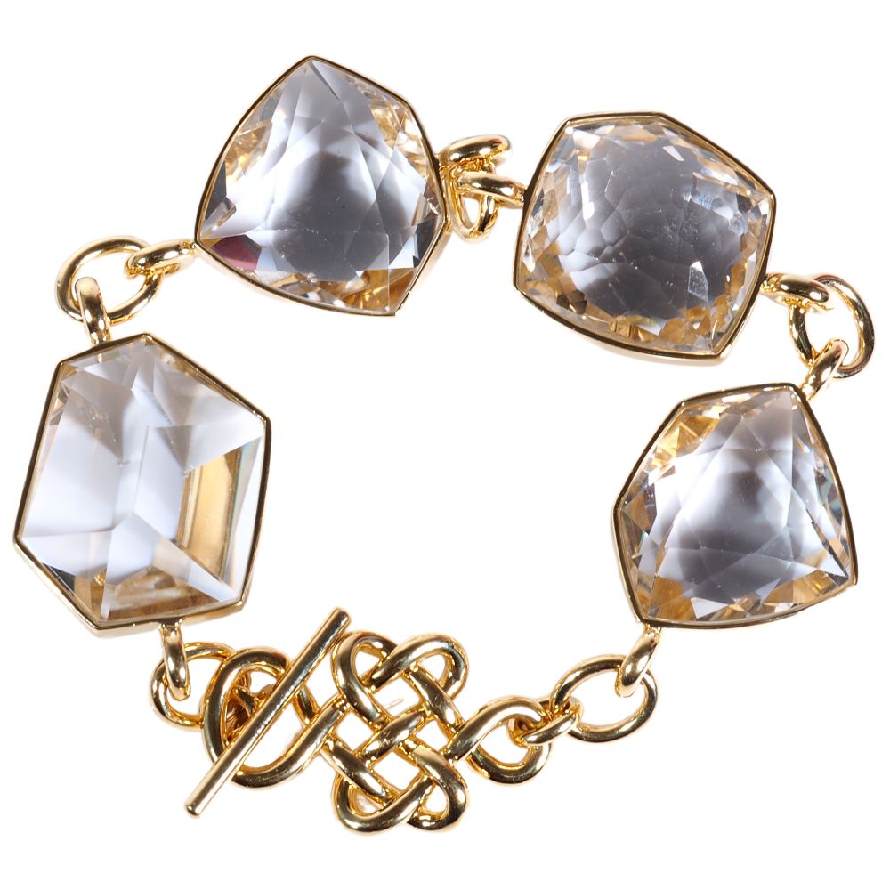 Diane Von Furstenberg DVF For H. Stern Large Chunky Rock Crystal Toggle Bracelet in 18K Yellow Gold