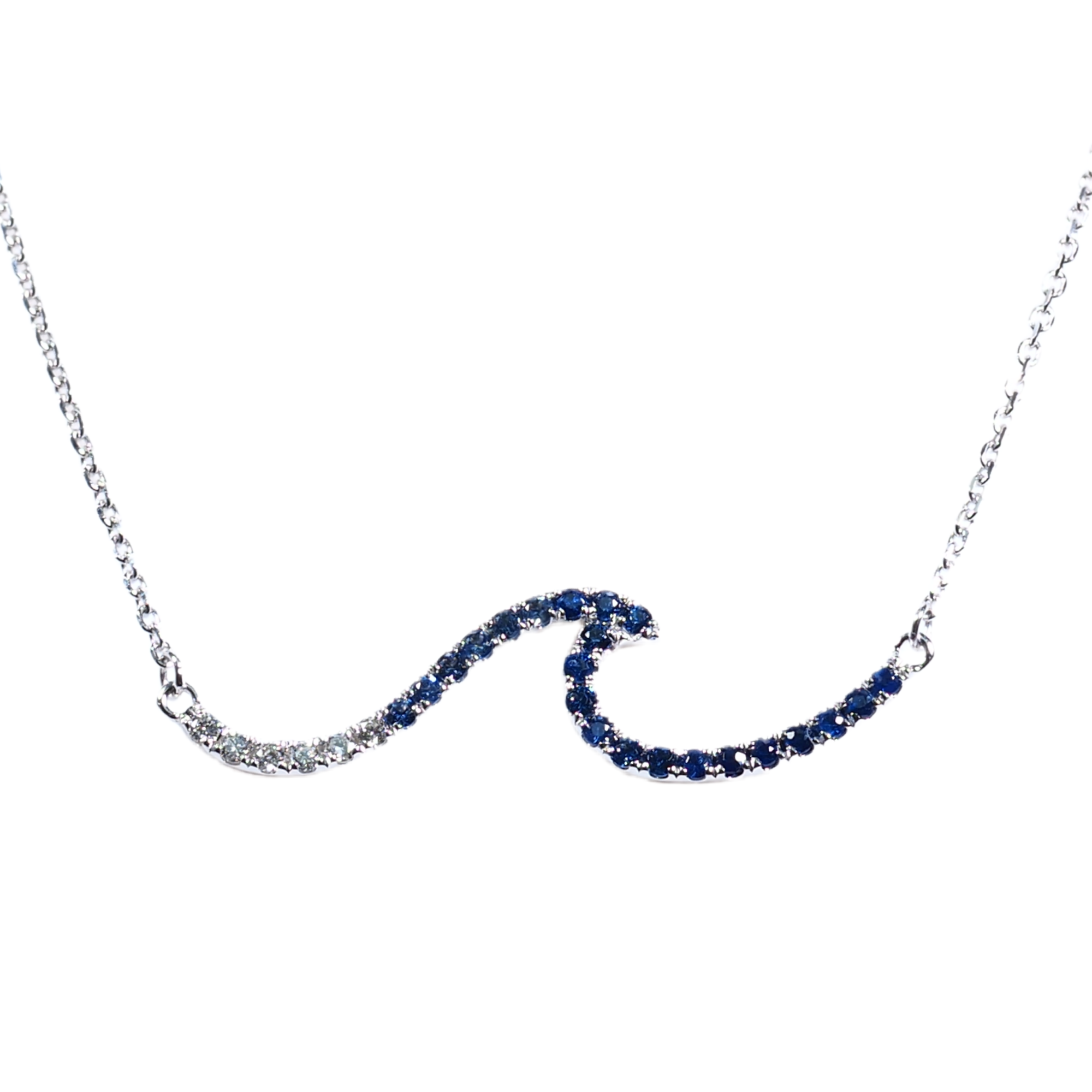 Ocean Wave Necklace with .33 ctw Sapphire & Diamond Accents