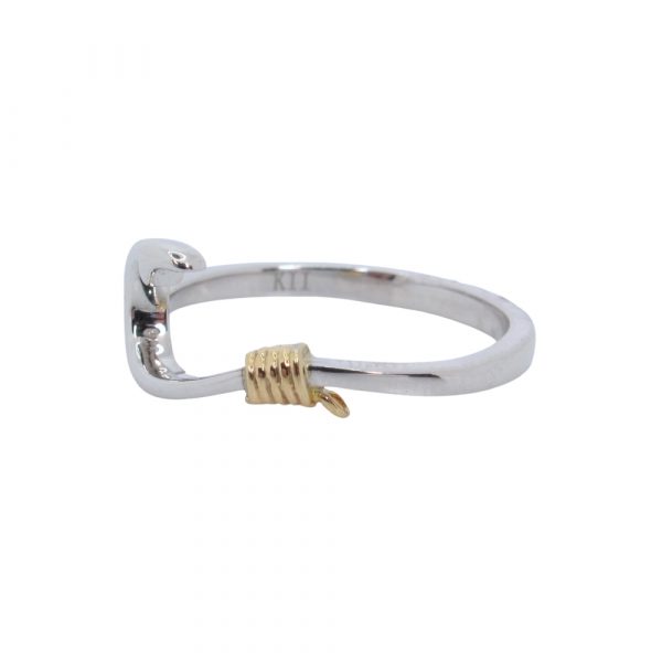 White Gold J Hook Ring Side