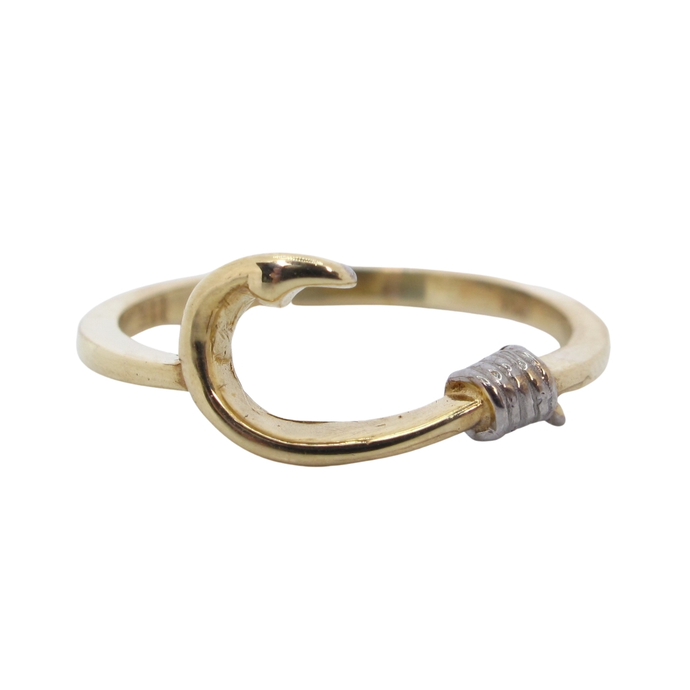 J Hook Ring Nautical Themed 14k Gold