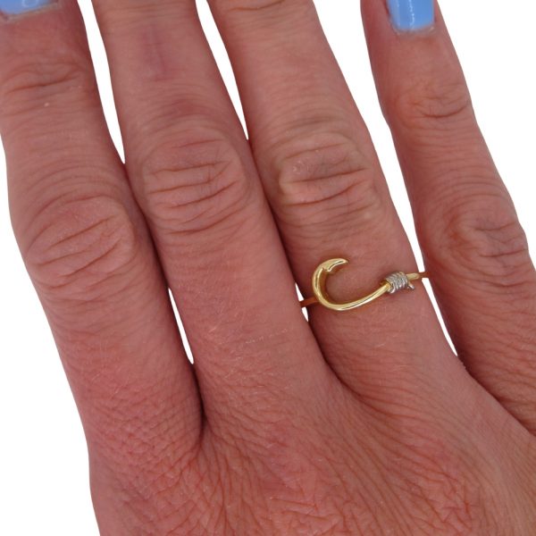 Yellow Gold J Hook Ring Hand