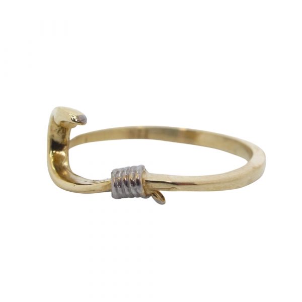 Yellow Gold J Hoop Ring Side