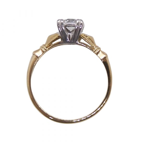 0.32 ct Edwardian Old European Diamond Solitaire Engagement Ring 14k Two-Tone Yellow & White Gold Side