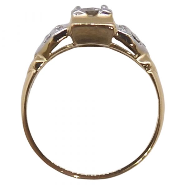 0.46 ctw Edwardian Old European Diamond Engagement Ring 14k Two-Tone Yellow & White Gold Back