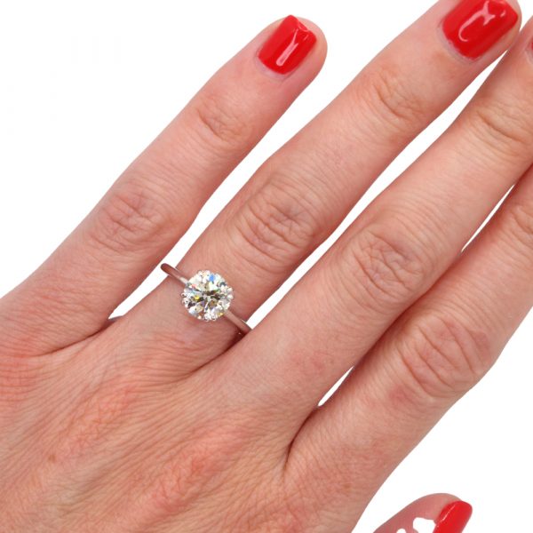 1.75 diamond solitaire engagement ring hand
