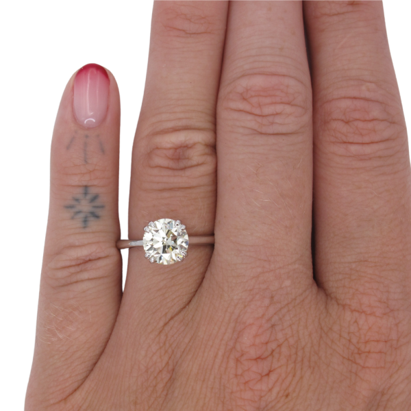 1.79ct Round Brilliant Diamond Solitaire Engagement Ring 14K White Gold worn