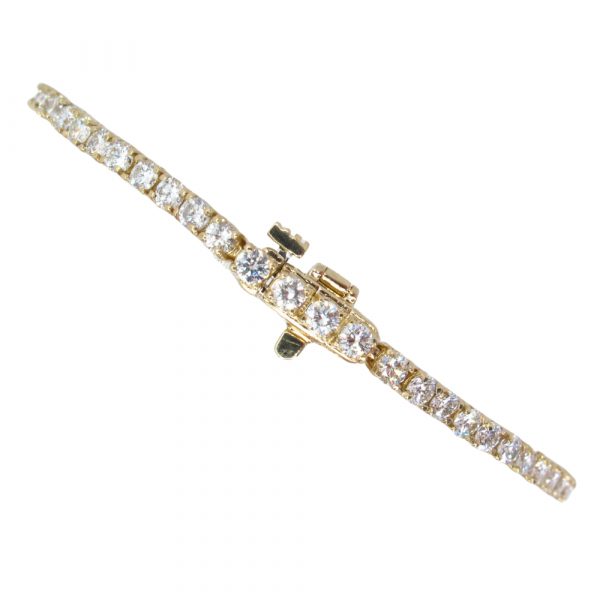 3 carat line diamond tennis bracelet yellow gold clasp