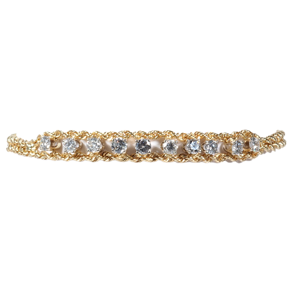 10 Stone Diamond Rope Bracelet in 14K Yellow Gold